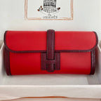 JIGE ELAN 29 CLUTCH IN CANDY RED CALFSKIN WITH WINE RED LIZARD SKIN (MADE-TO-ODER)