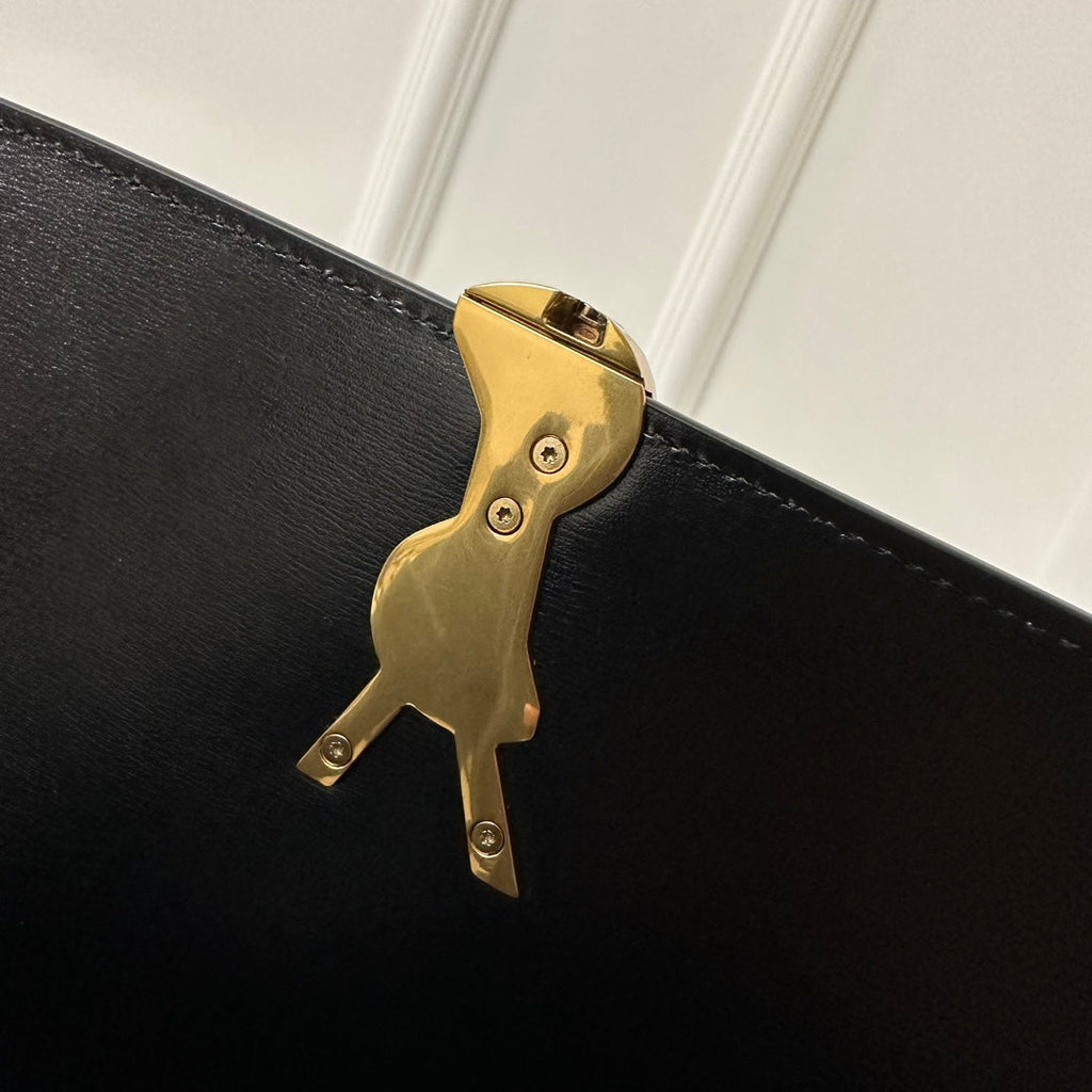 SOLFERINO 23 Satchel in Box, schwarz-weißes Kalbsleder