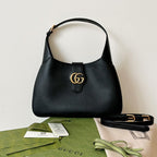 APHRODITE MEDIUM 39 SCHULTERTASCHE AUS SCHWARZEM KALBSLEDER