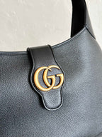 APHRODITE MEDIUM 39 SCHULTERTASCHE AUS SCHWARZEM KALBSLEDER