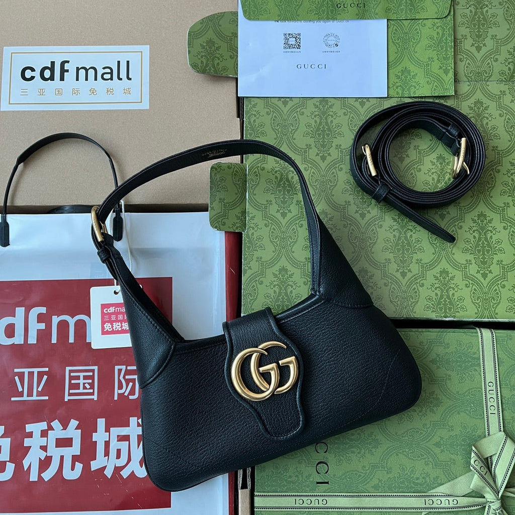 APHRODITE KLEINE SCHULTERTASCHE 27 IN SCHWARZES KALBSLEDER GOLDENE BESCHLÄGE