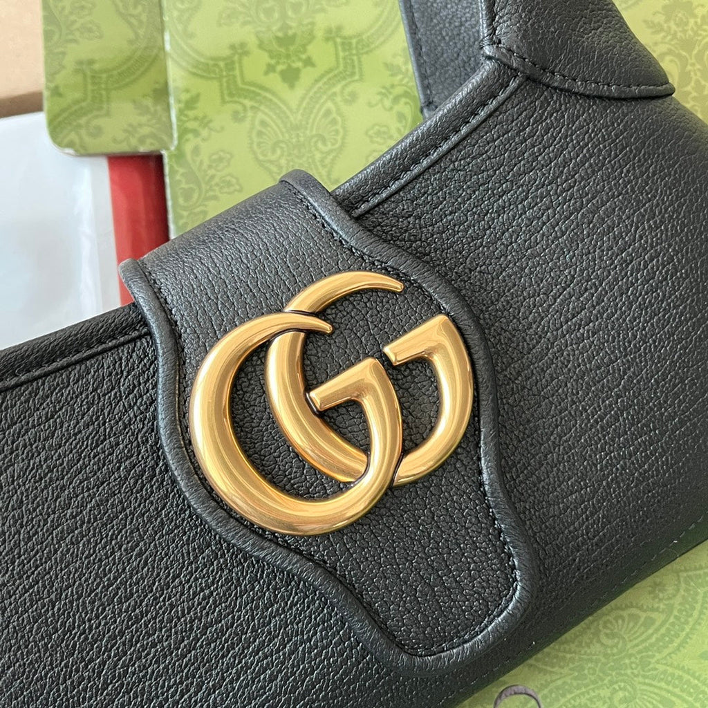 APHRODITE KLEINE SCHULTERTASCHE 27 IN SCHWARZES KALBSLEDER GOLDENE BESCHLÄGE