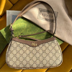 OPHIDIA GG SMALL 25 HANDTASCHE BEIGE UND EBONY SUPREME CANVAS