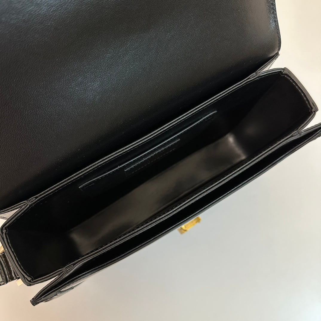 SOLFERINO 23 SATCHEL IN BOX SCHWARZES KALBSLEDER