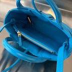 CANDY ARCO TOTE 20 IN CERULEAN BLUE WEICHES LAMMLEDER