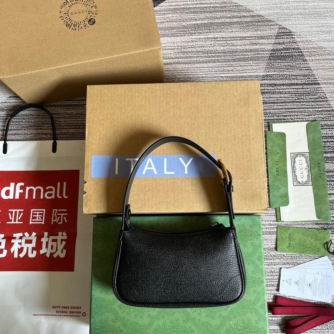 APHRODITE MINI 21 SCHULTERTASCHE AUS SCHWARZEM KALBSLEDER