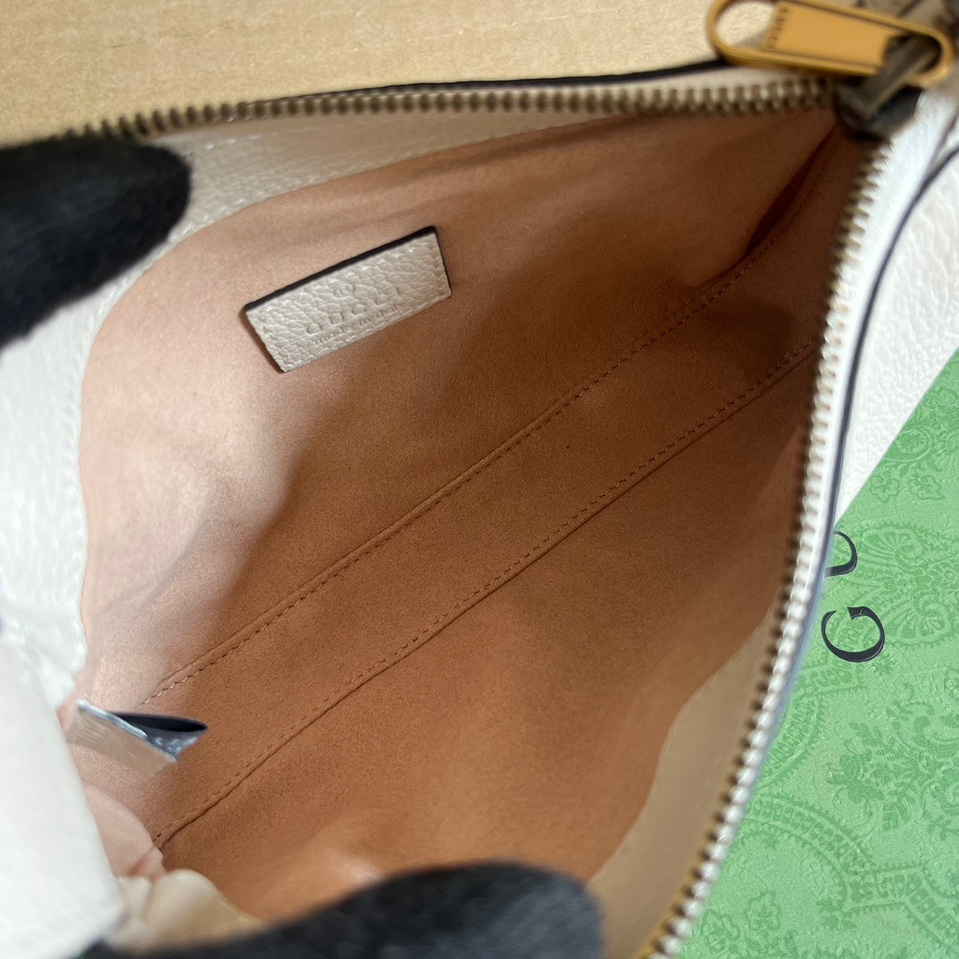 APHRODITE MINI 21 SCHULTERTASCHE AUS WEISSEM KALBSLEDER