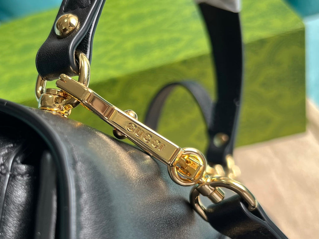 BLONDIE 23 Henkeltasche, schwarzes Kalbsleder