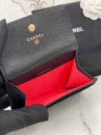 CC-Klappkartenetui 11 Schwarzes genarbtes Kalbsleder Gold Icon