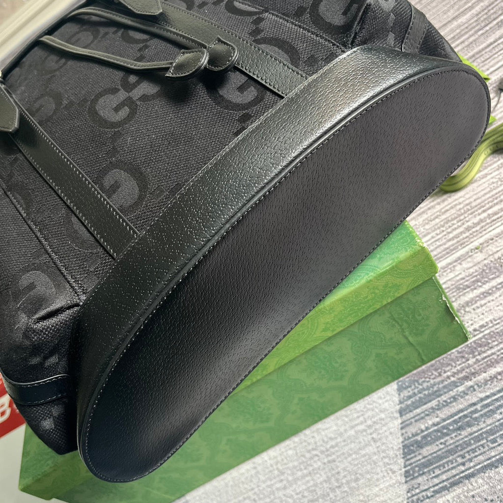 GG OPHIDIA GROSSER 42-RUCKSACK AUS SCHWARZEM CANVAS UND KALBSLEDER