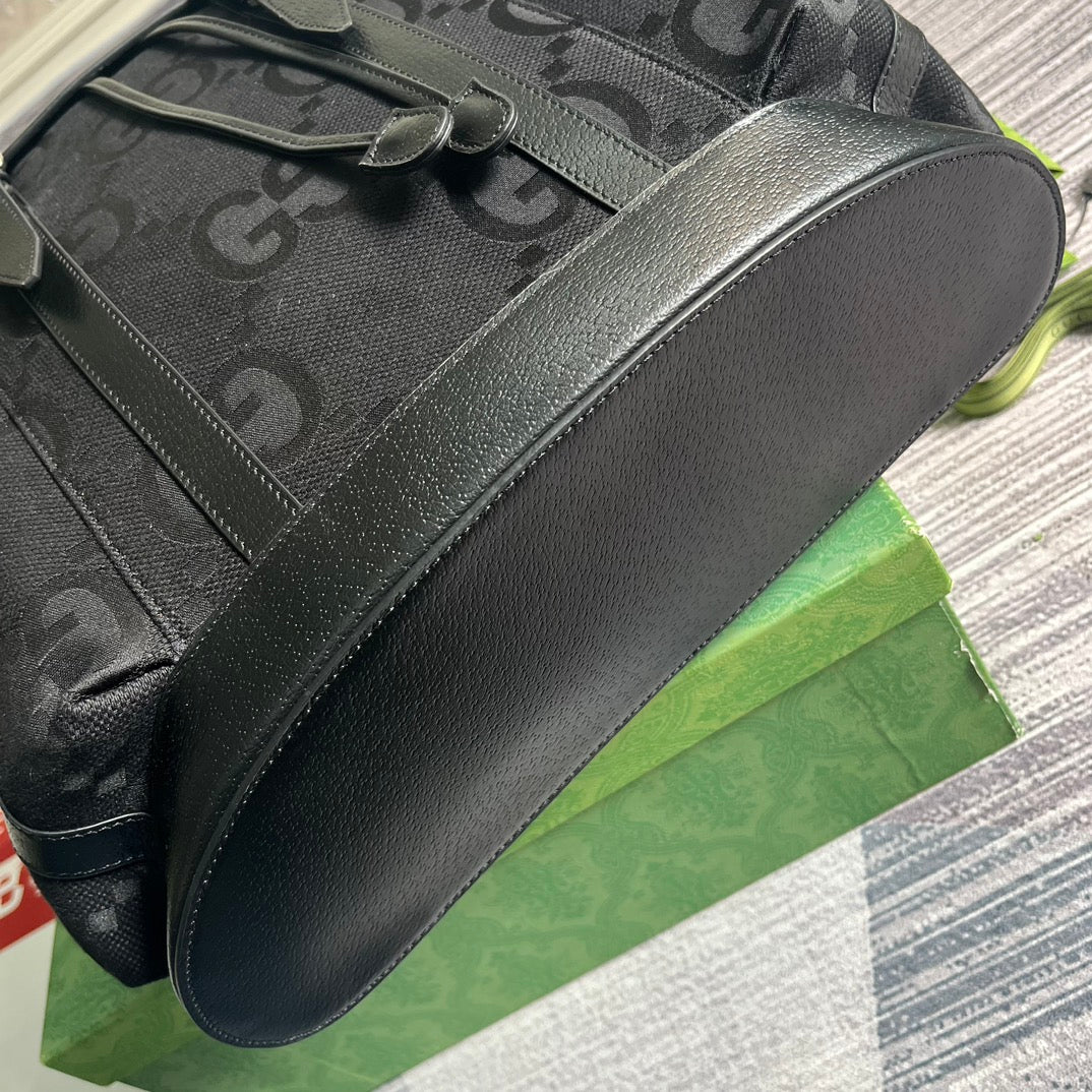 GG OPHIDIA GROSSER 42-RUCKSACK AUS SCHWARZEM CANVAS UND KALBSLEDER