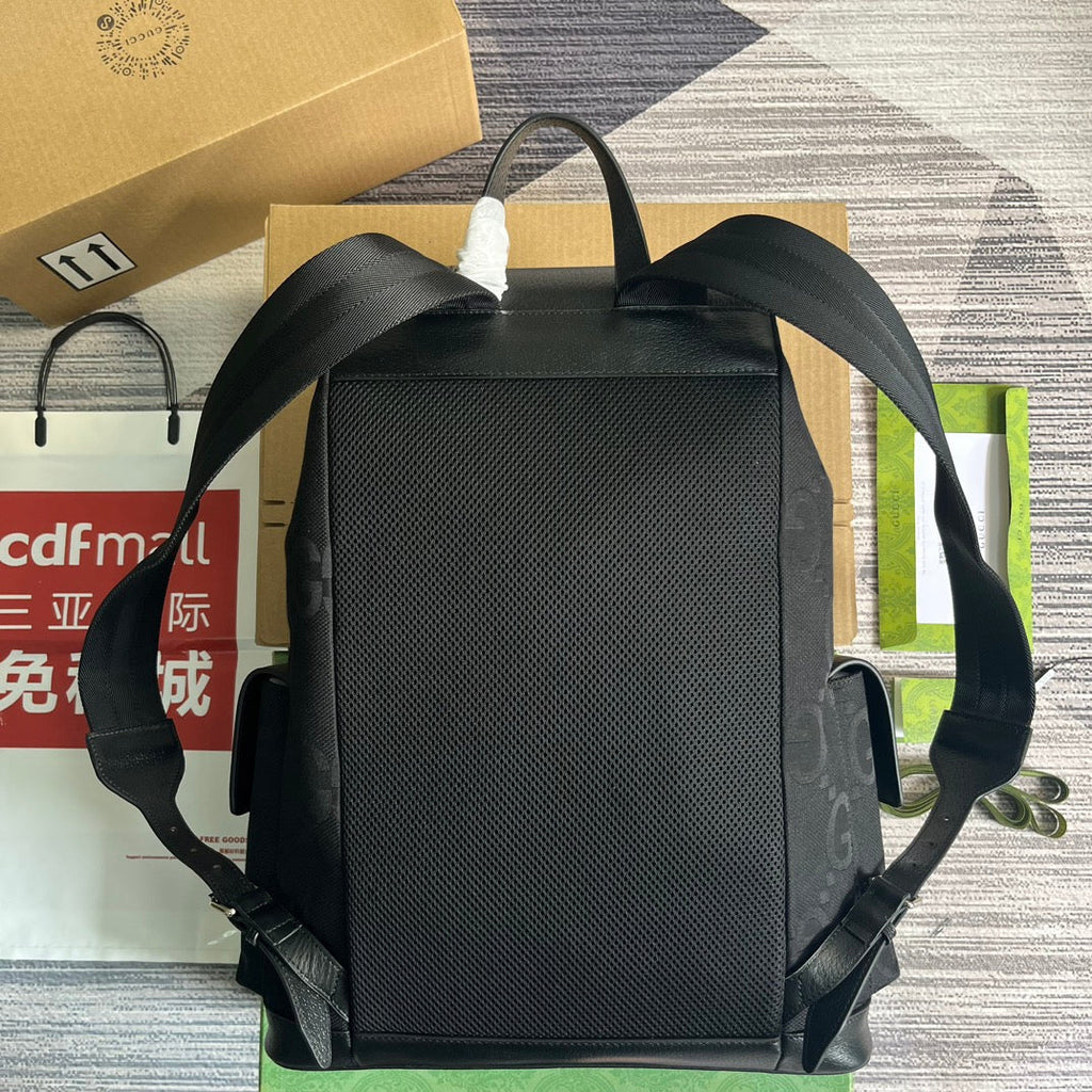 GG OPHIDIA GROSSER 42-RUCKSACK AUS SCHWARZEM CANVAS UND KALBSLEDER