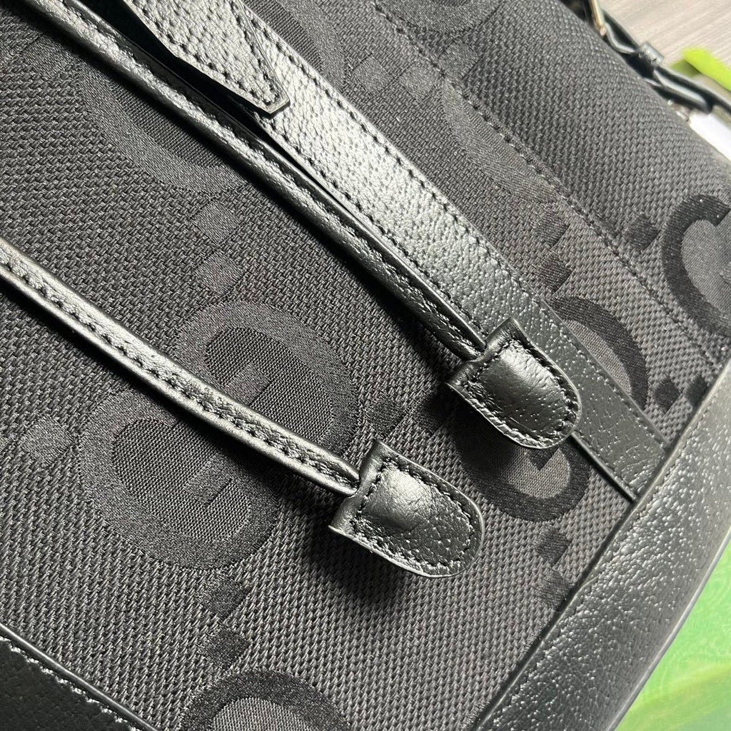 GG OPHIDIA GROSSER 42-RUCKSACK AUS SCHWARZEM CANVAS UND KALBSLEDER