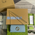 BLONDIE SCHULTERTASCHE 21 IN HIMMELBLAUEM KALBSLEDER GOLDENE BESCHLÄGE