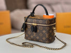 LV 25S VANITY 19 IN DARK BROWN MONOGRAM COATED CANVAS LEATHER TRIM BLACK