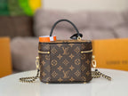 LV 25S VANITY 19 IN DARK BROWN MONOGRAM COATED CANVAS LEATHER TRIM BLACK