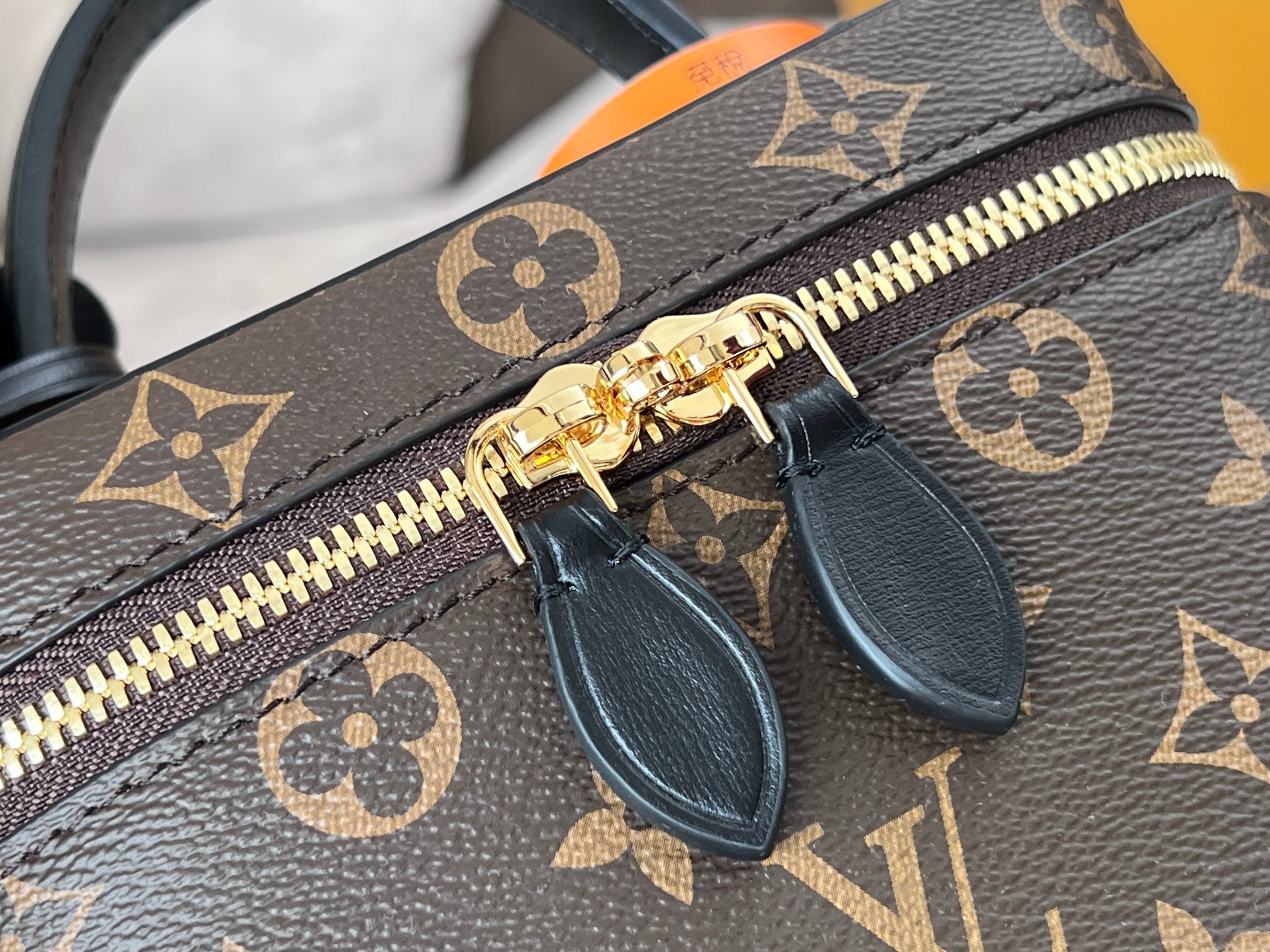 LV 25S VANITY 19 IN DARK BROWN MONOGRAM COATED CANVAS LEATHER TRIM BLACK