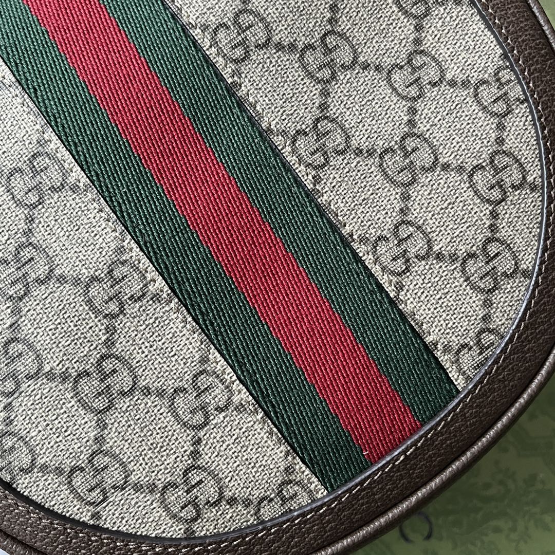 OPHIDIA MINI-SCHULTERTASCHE 20 MIT WEBSEITE IN BEIGE EBONY CANVAS MIX BRAUNES KALBSLEDER