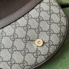 OPHIDIA MINI-SCHULTERTASCHE 20 MIT WEBSEITE IN BEIGE EBONY CANVAS MIX BRAUNES KALBSLEDER