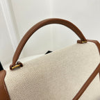 CASSANDRA 20 WEISSES BAUMWOLL-LEINEN UND BRAUNES KALBSLEDER