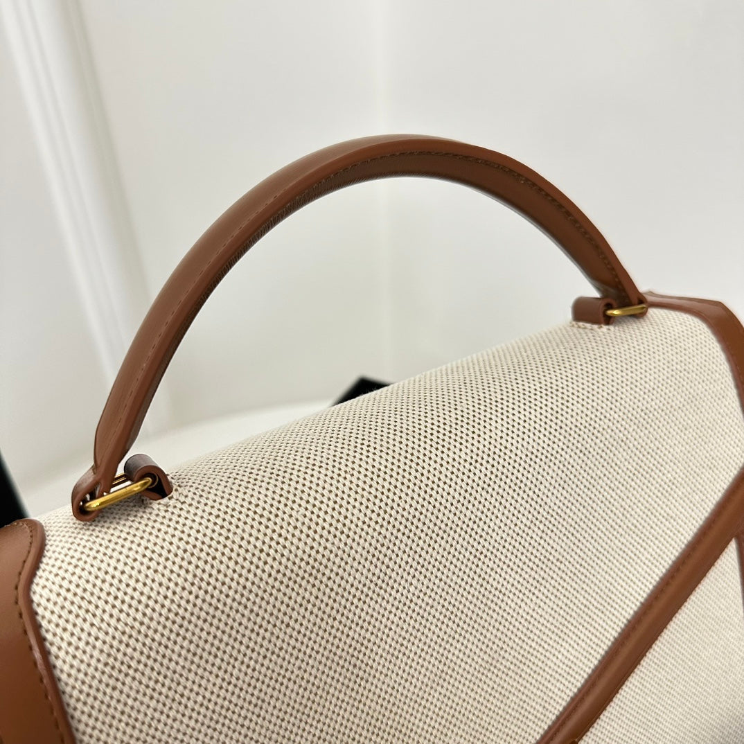 CASSANDRA 20 WEISSES BAUMWOLL-LEINEN UND BRAUNES KALBSLEDER