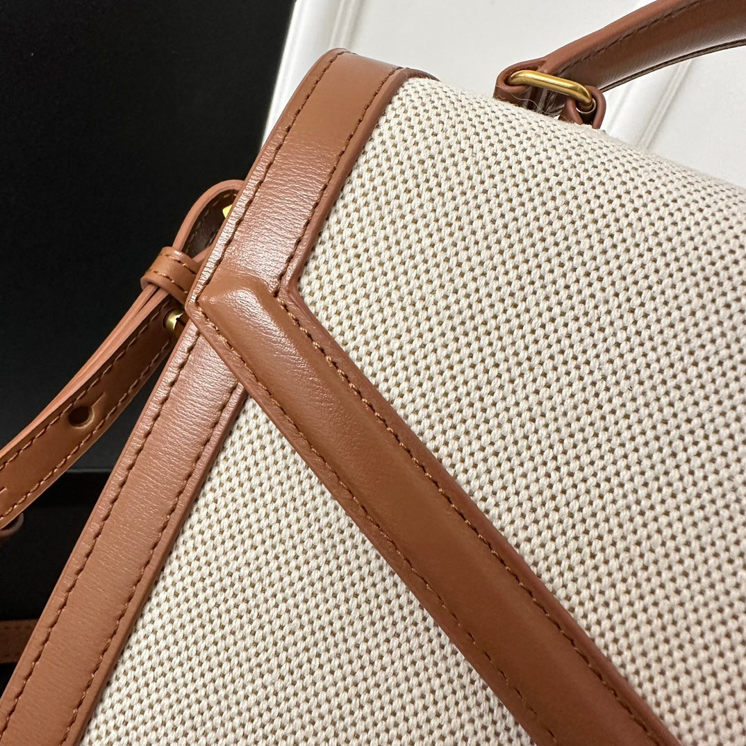 CASSANDRA 20 WEISSES BAUMWOLL-LEINEN UND BRAUNES KALBSLEDER