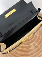 MANHATTAN 29 TOP-HANDLE IN GLATTEM SCHWARZ-BEIGE KALBSLEDER