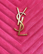 LOU KAMERATASCHE 23 IN HELLROSA WILDLEDER UND KALBSLEDERBESATZ