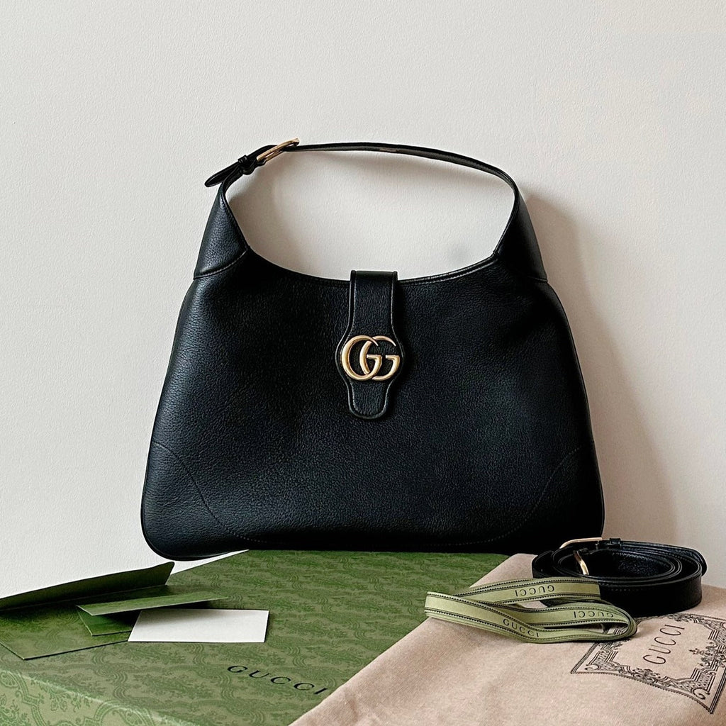 APHRODITE GROSSE 47 SCHULTERTASCHE AUS SCHWARZEM KALBSLEDER