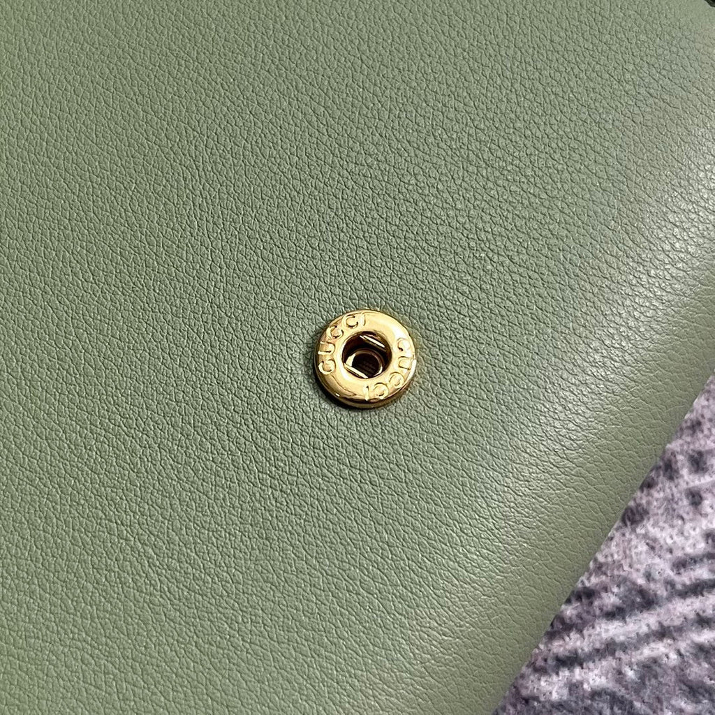 BLONDIE INTERLOCK MINI-SCHULTERTASCHE 12 ZOLL GRÜNES KALBSLEDER GOLDKETTE