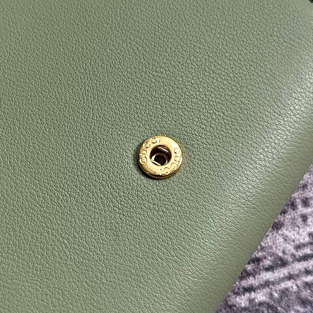 BLONDIE INTERLOCK MINI-SCHULTERTASCHE 12 ZOLL GRÜNES KALBSLEDER GOLDKETTE