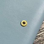 BLONDIE INTERLOCK MINI-SCHULTERTASCHE 12 ZOLL HIMMELBLAUES KALBSLEDER GOLDKETTE