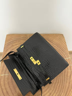 MANHATTAN 29 TOP-HANDLE IN SCHWARZEM KROKODIL-KALBLEDER