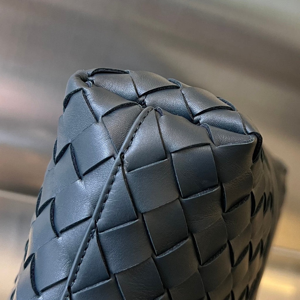 Schlanke Intrecciato Aktentasche 36, schieferfarbenes Kalbsleder