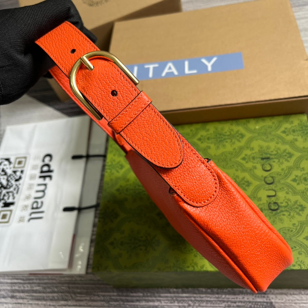 APHRODITE MINI 21 SCHULTERTASCHE IN ORANGE-ROTEM KALBSLEDER