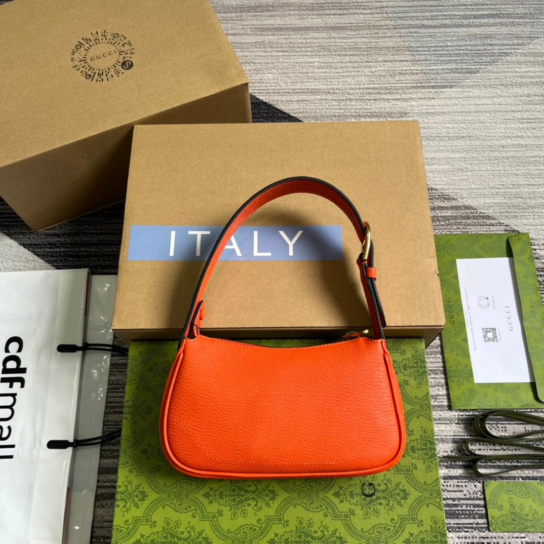 APHRODITE MINI 21 SCHULTERTASCHE IN ORANGE-ROTEM KALBSLEDER