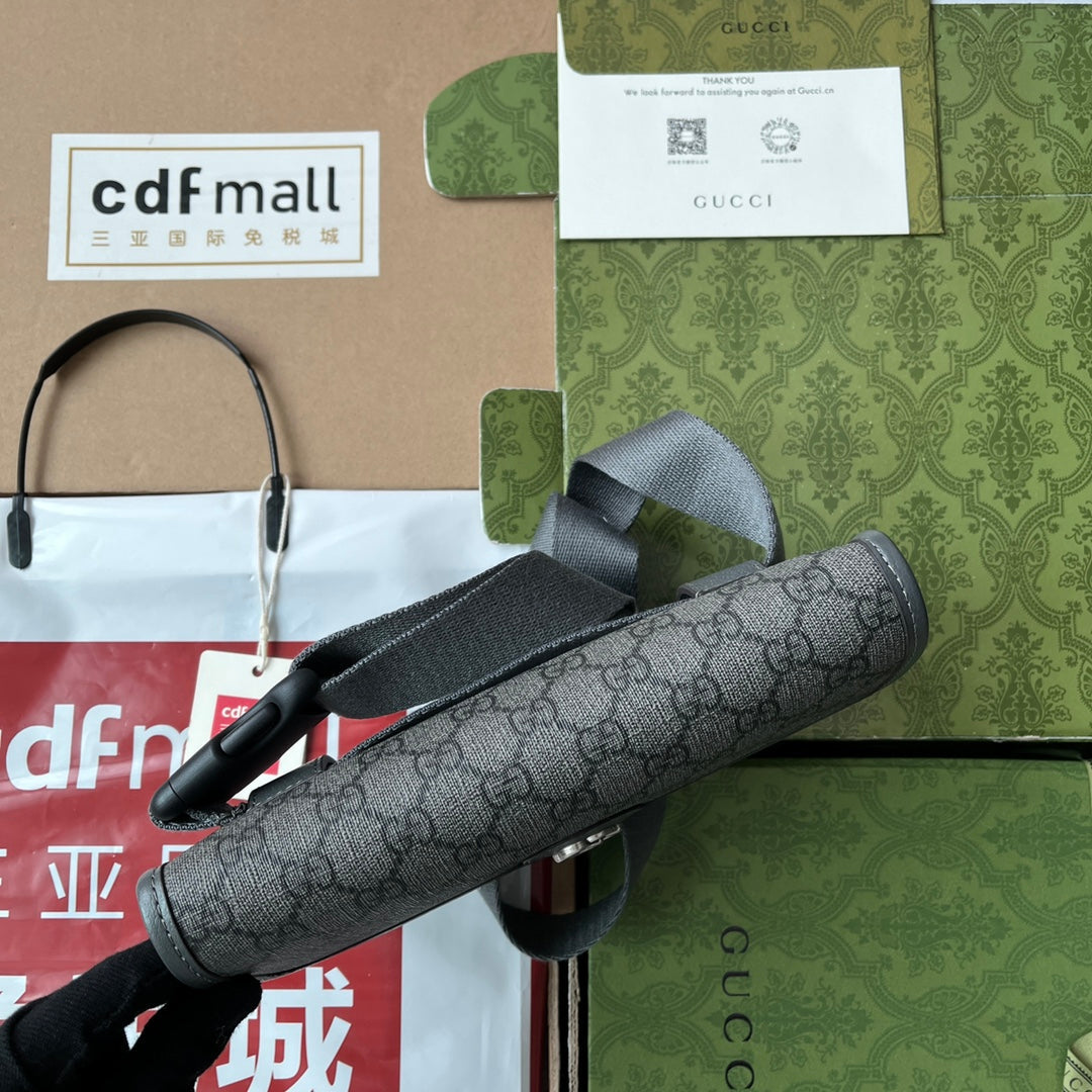 OPHIDIA Gürteltasche 24 in Dunkelgrau GG Kalbsleder