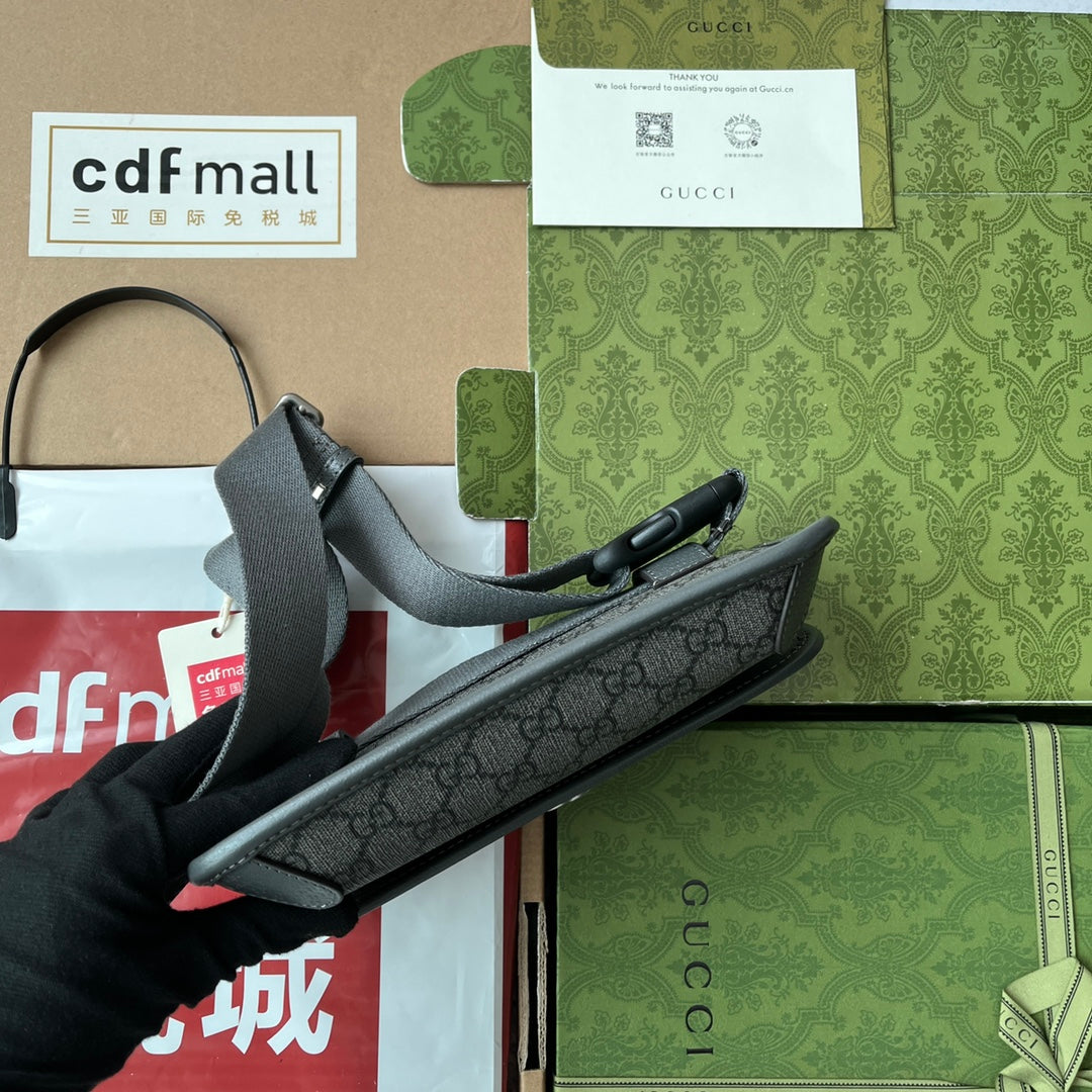 OPHIDIA Gürteltasche 24 in Dunkelgrau GG Kalbsleder