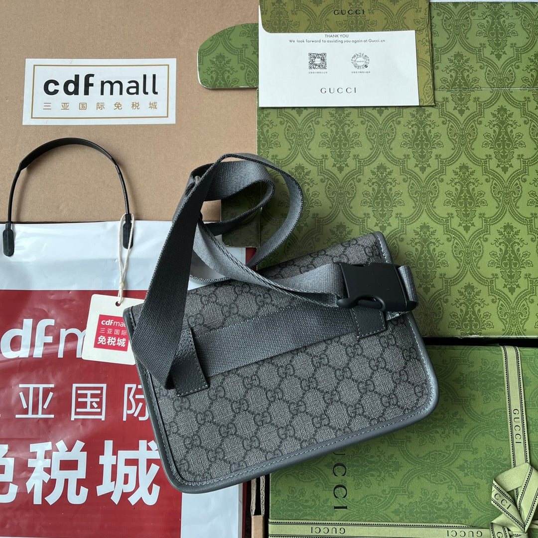 OPHIDIA Gürteltasche 24 in Dunkelgrau GG Kalbsleder