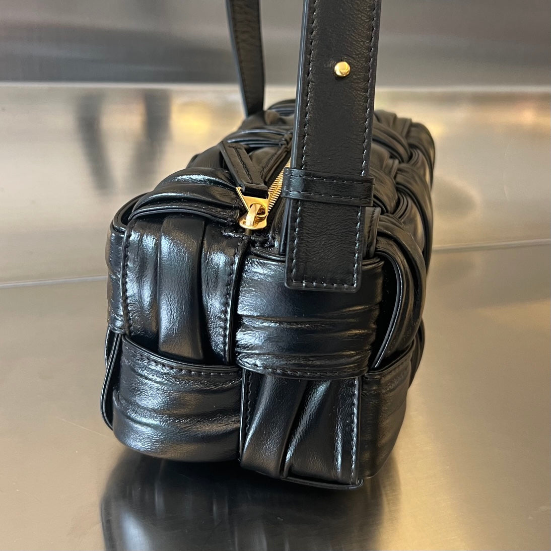 Kleine Brick-Kassette, 23 Zoll, schwarzes weiches Lammleder