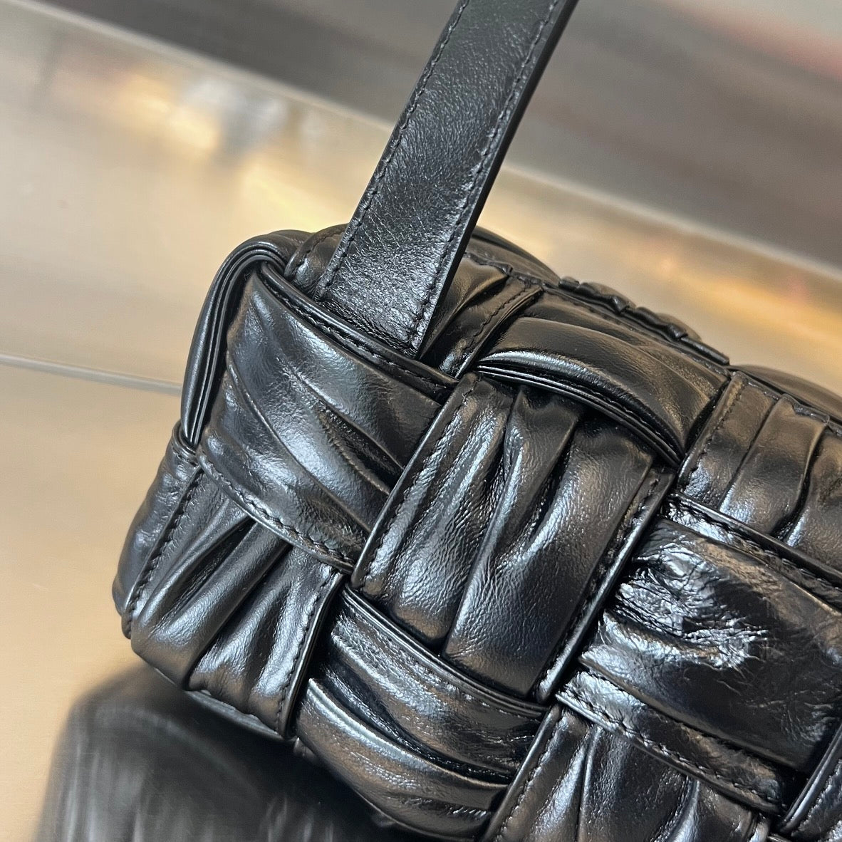 Kleine Brick-Kassette, 23 Zoll, schwarzes weiches Lammleder