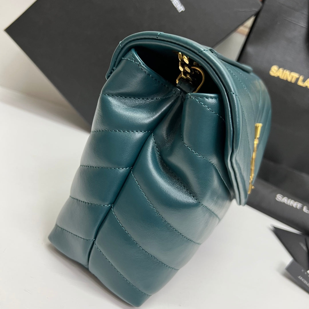 LOULOU SMALL 25 IN DEEP JUNGLE GREEN LAMBSLICK GOLDENE BESCHLÄGE