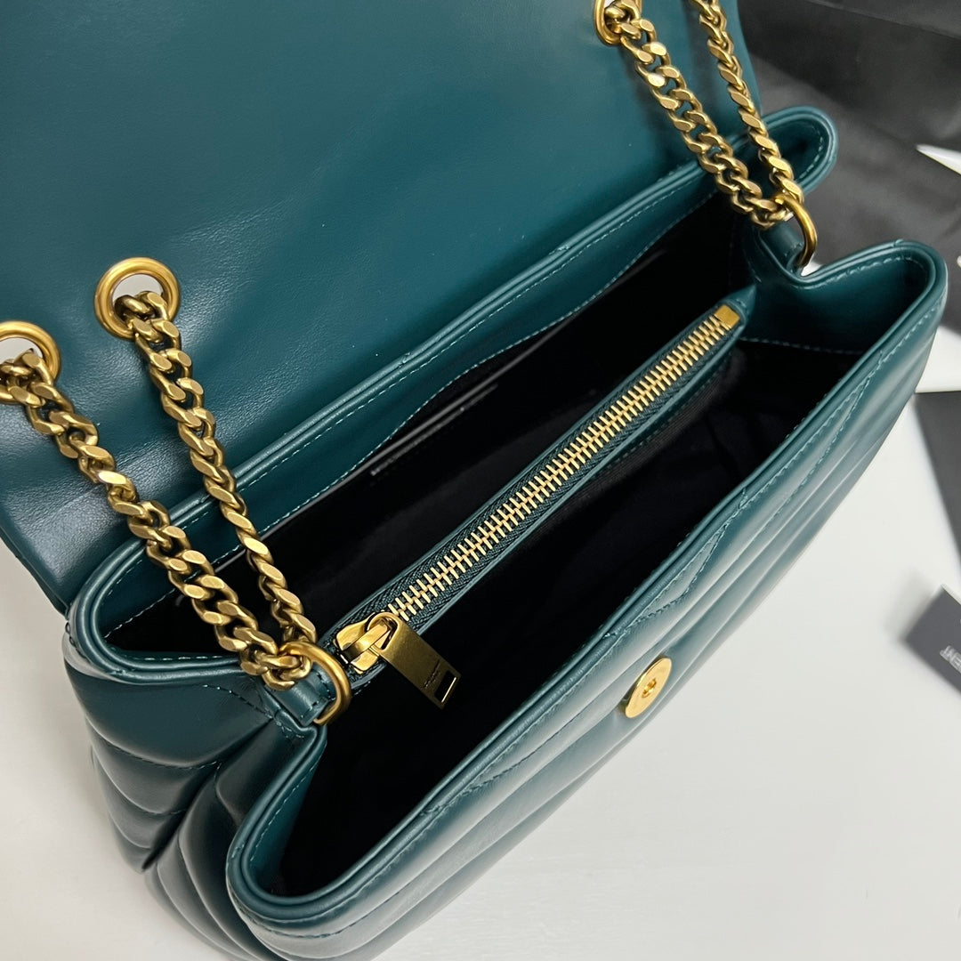 LOULOU SMALL 25 IN DEEP JUNGLE GREEN LAMBSLICK GOLDENE BESCHLÄGE