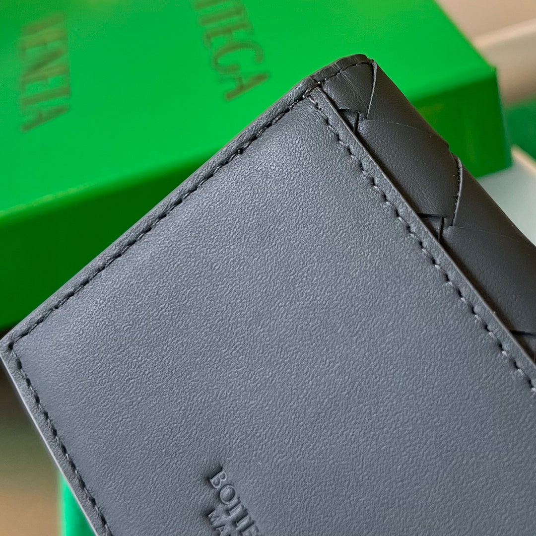 INTRECCIATO BUSINESS 11 SCHWARZES KALBSLEDER-KARTENHÜLLE