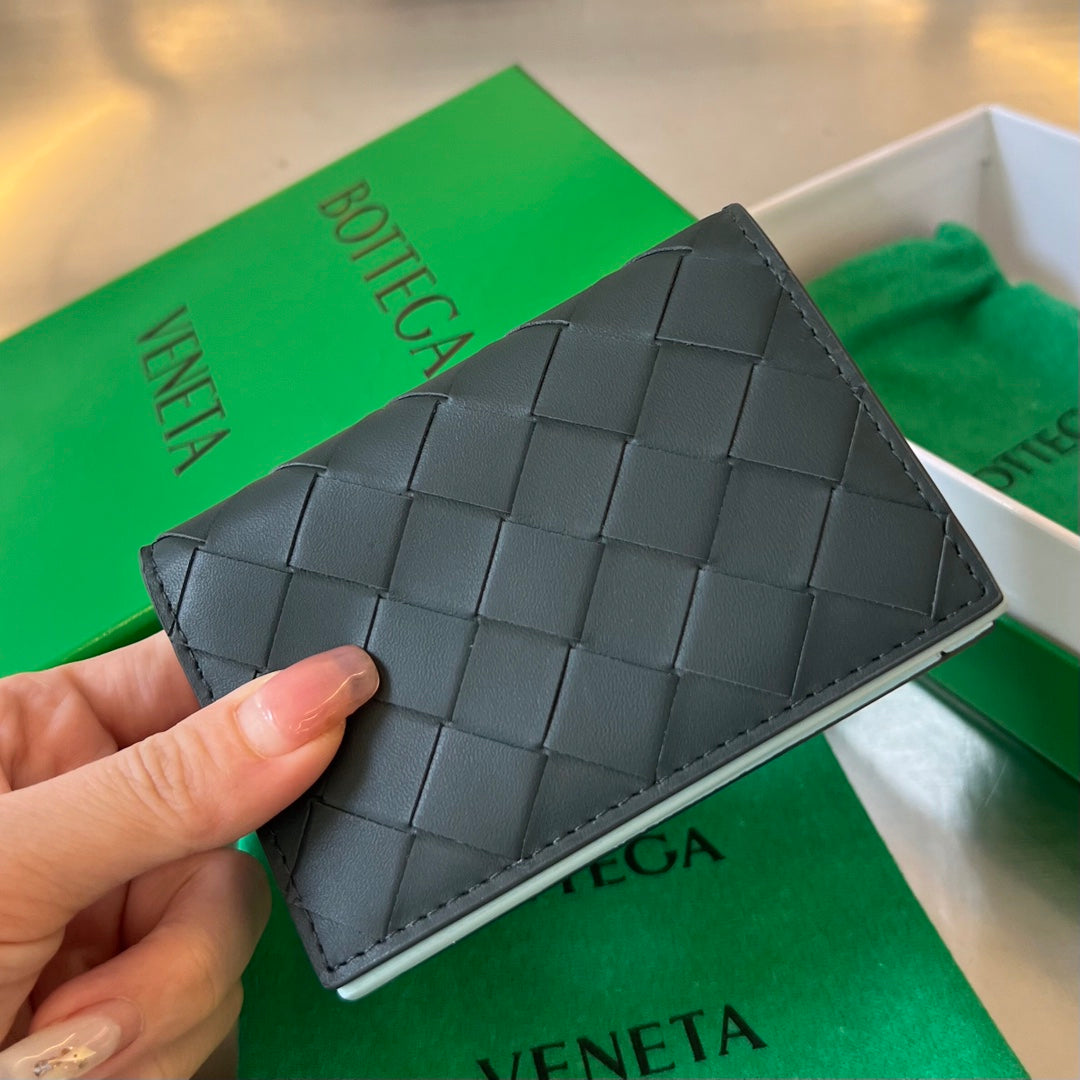 INTRECCIATO BUSINESS 11 SCHWARZES KALBSLEDER-KARTENHÜLLE