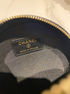 CC MINI 12 ROUND CHAIN BAG IN BLACK CALFSKIN GOLD HARDWARE