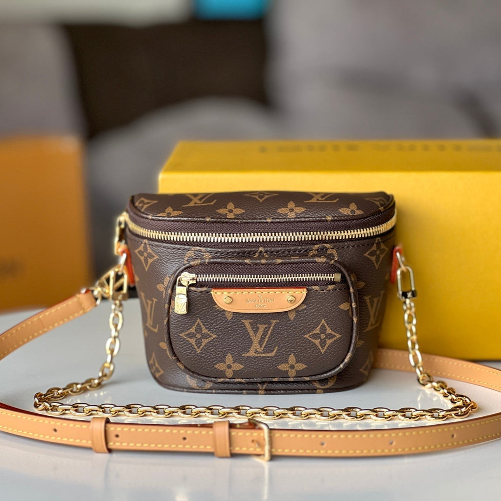 LV 25S MINI BUMBAG 17 IN BROWN MONOGRAM CALFSKIN GOLD HARDWARE