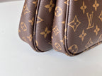 LV 25S MULTI POCHETTE ACCESSOIRES 25 IN BROWN MONOGRAM COATED CANVAS GREEN STRAP