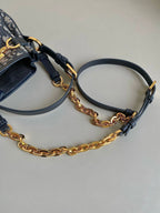 SMALL C'EST 18 IN BLUE CD-EMBOSSED OBLIQUE JACQUARD