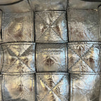 KLEINER KASSETTEN-BUCKET 18 ZOLL SILBER-METALLIC WEICHES LAMMLEDER